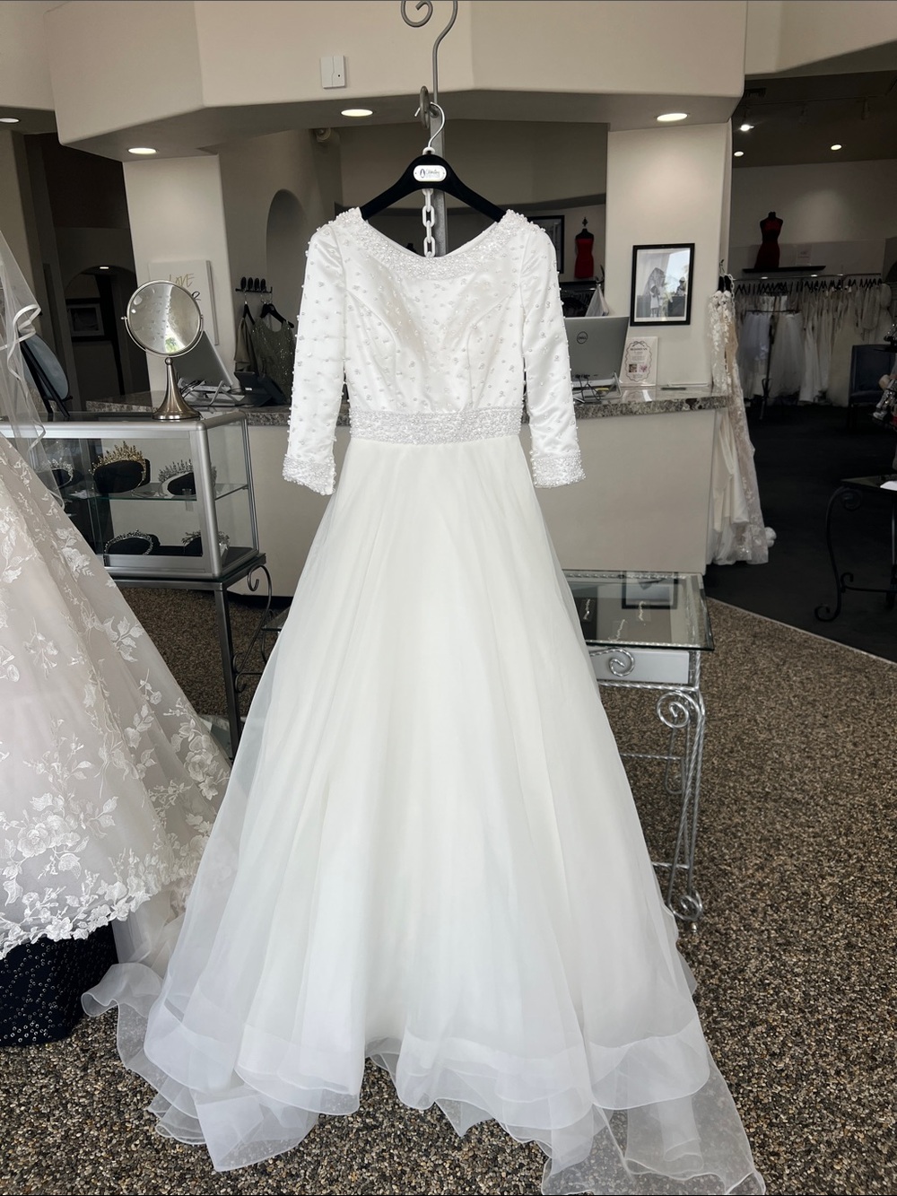 Ivory Pearl Beaded Long Sleeve Wedding Gown